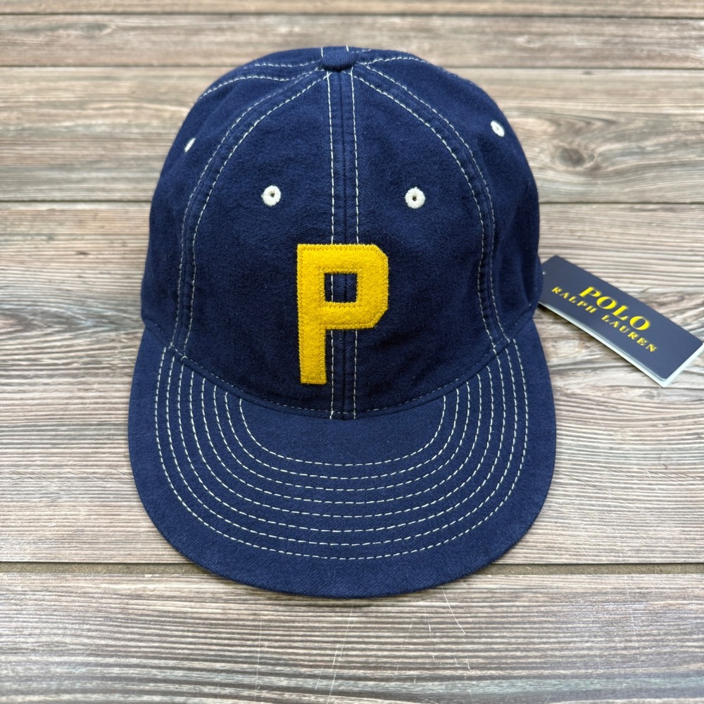 Polo Ralph Lauren Mens Ball‎ Cap Hat Navy Felt Patch Chamois Contrast Stitch NEW